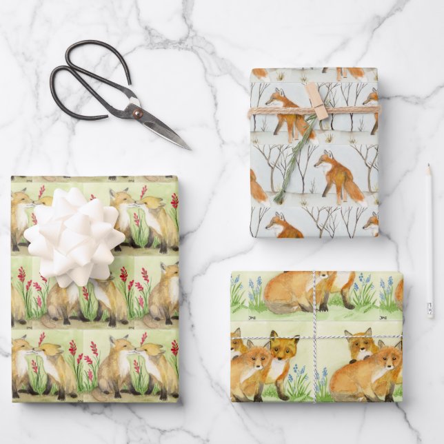 Red Fox Geschenkpapier Set (Vorderseite)
