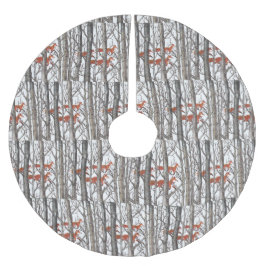 Red Fox Gray Forest Woods Weihnachtsbaumrock Polyester Weihnachtsbaumdecke