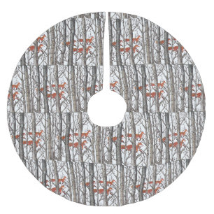 Red Fox Gray Forest Woods Weihnachtsbaumrock Polyester Weihnachtsbaumdecke