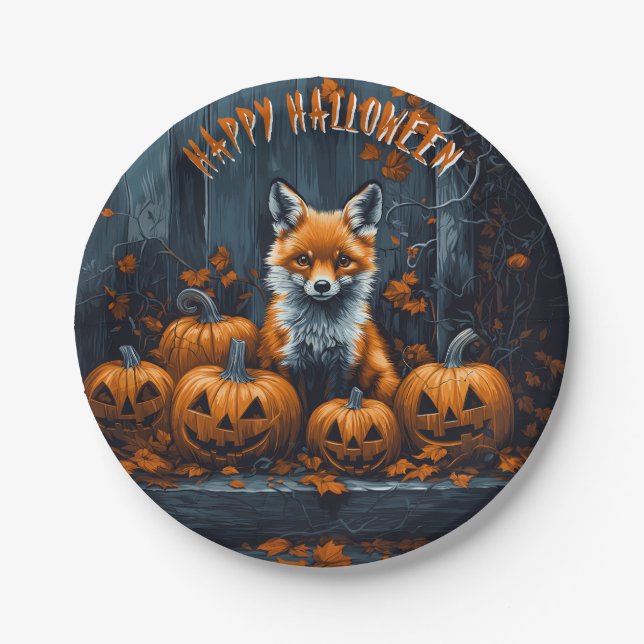 Red Fox Halloween Pappteller (Vorderseite)