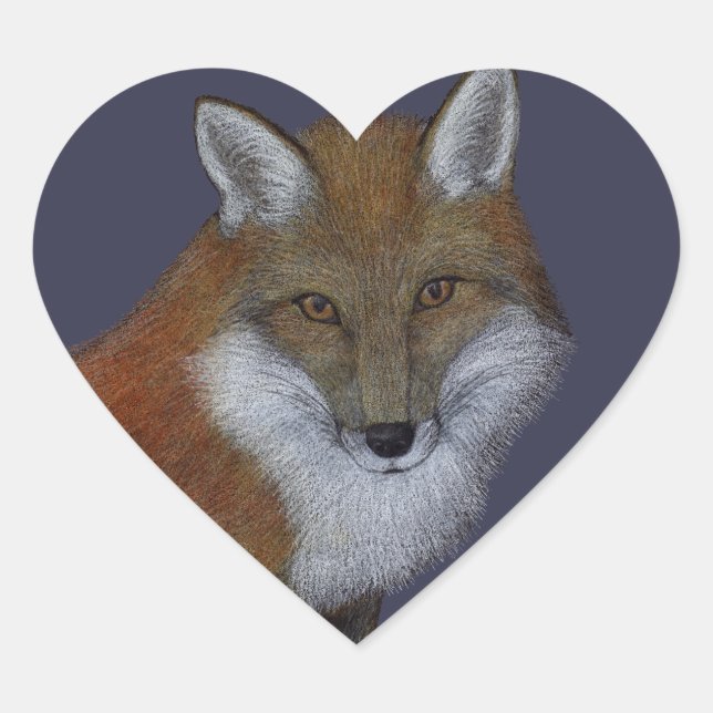 Red Fox Herz-Aufkleber (Vorderseite)