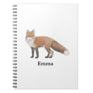 Red Fox Illustration Spiral Bound Notebook Notizblock
