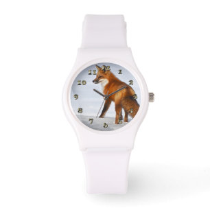 Red Fox im Winterschnee Armbanduhr