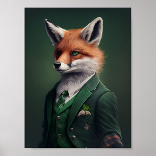 Red Fox in einem Green St. Patrick's Day Anzug Pos Poster
