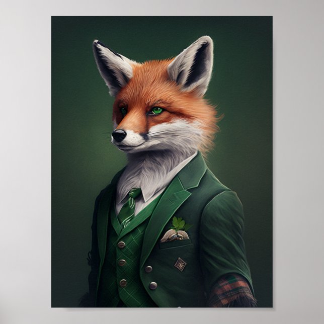 Red Fox in einem Green St. Patrick's Day Anzug Pos Poster (Vorne)
