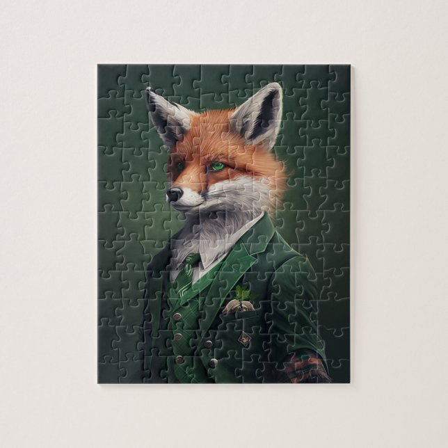 Red Fox in einem grünen St. Patrick's Day Anzug Ji (Vertikal)