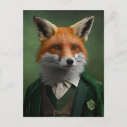 Red Fox in einem grünen St. Patrick's Day Anzug Po Postkarte