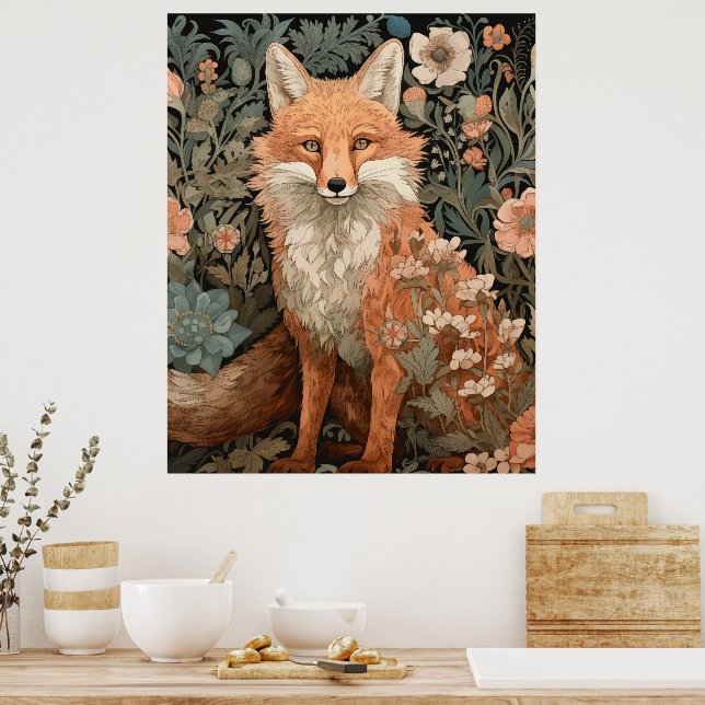 Red Fox in einem Viktorianischen Englischen Garten Poster (Küche)