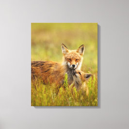 Red Fox Kit für Momma Vixen Canvas Print Leinwanddruck