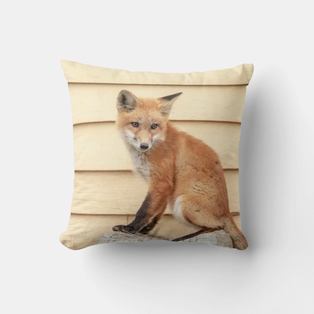 Red Fox Kit im Hudson Tal Kissen (Vorderseite)
