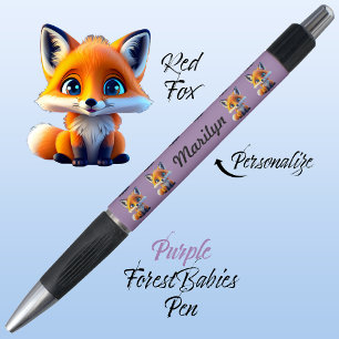 Red Fox, lebendig Lila, Kindername, Schulgeschenk Kugelschreiber