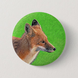 Red Fox Malerei - Original Wildlife Art Button