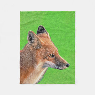Red Fox Malerei - Original Wildlife Art Fleecedecke