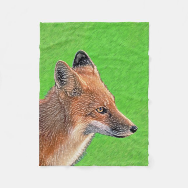 Red Fox Malerei - Original Wildlife Art Fleecedecke (Vorderseite)
