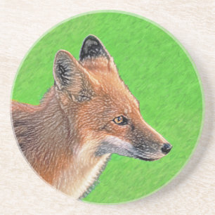 Red Fox Malerei - Original Wildlife Art Getränkeuntersetzer