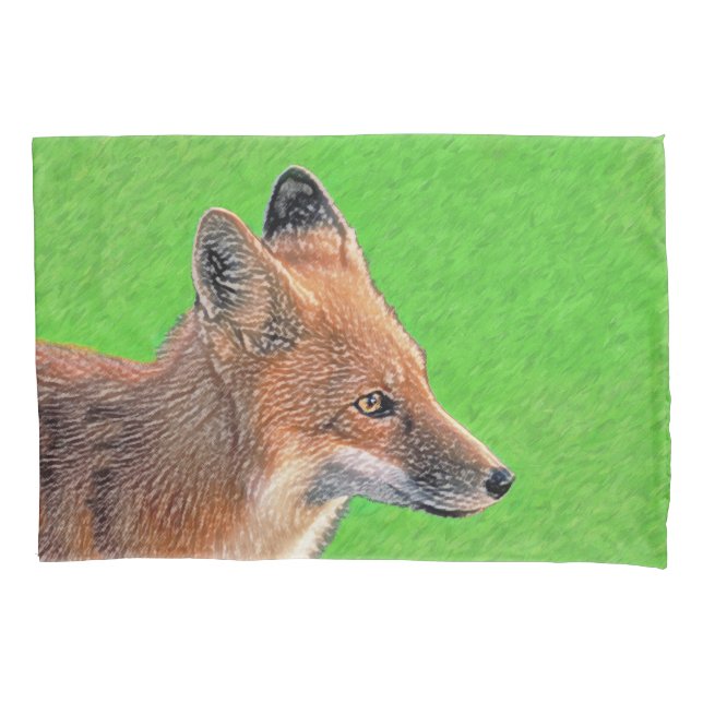 Red Fox Malerei - Original Wildlife Art Kissenbezug (Vorderseite)