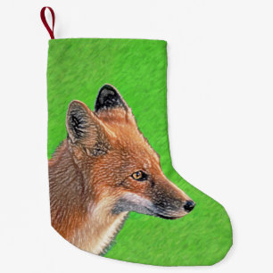 Red Fox Malerei - Original Wildlife Art Kleiner Weihnachtsstrumpf