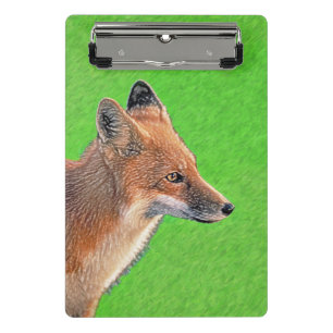 Red Fox Malerei - Original Wildlife Art Mini Klemmbrett