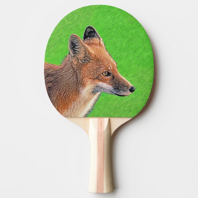 Red Fox Malerei - Original Wildlife Art Tischtennis Schläger (Vorderseite)