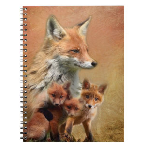 Red Fox Momma und Cubs Notizblock