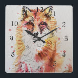 Red Fox Niedlich Art Whimsisches Wald Tier Quadratische Wanduhr<br><div class="desc">Red Fox Niedlich Art Whimsical Woodland Wasserfarben Malerei Tierraum Decor Uhr. Entworfen aus meiner ursprünglichen Malerei Kunst.</div>