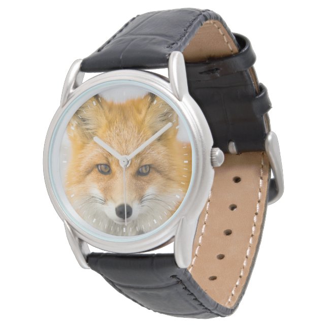 Red Fox Portrait Armbanduhr (Schrägansicht)