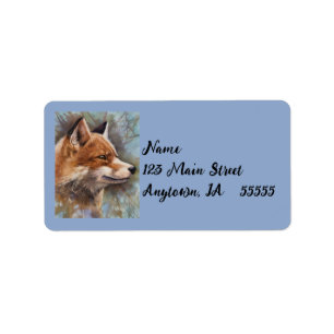 Red Fox Profil Portrait Wasserfarbe Hintergrundbil Adressaufkleber