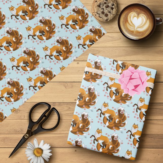 Red Fox Schwanzes Kitsune Kasai Geschenkpapier (Von Creator hochgeladen)