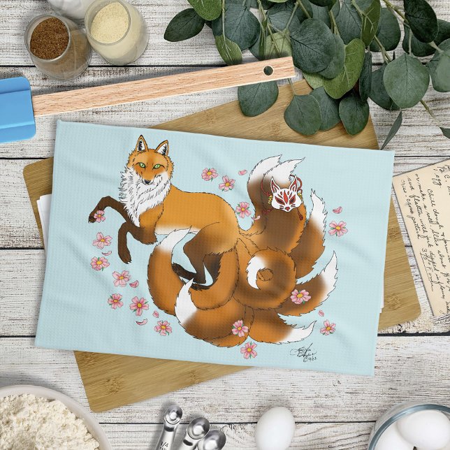 Red Fox Schwanzes Kitsune Kasai Geschirrtuch (Von Creator hochgeladen)