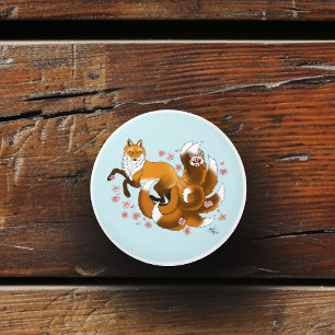 Red Fox Schwanzes Kitsune Kasai Keramikknauf