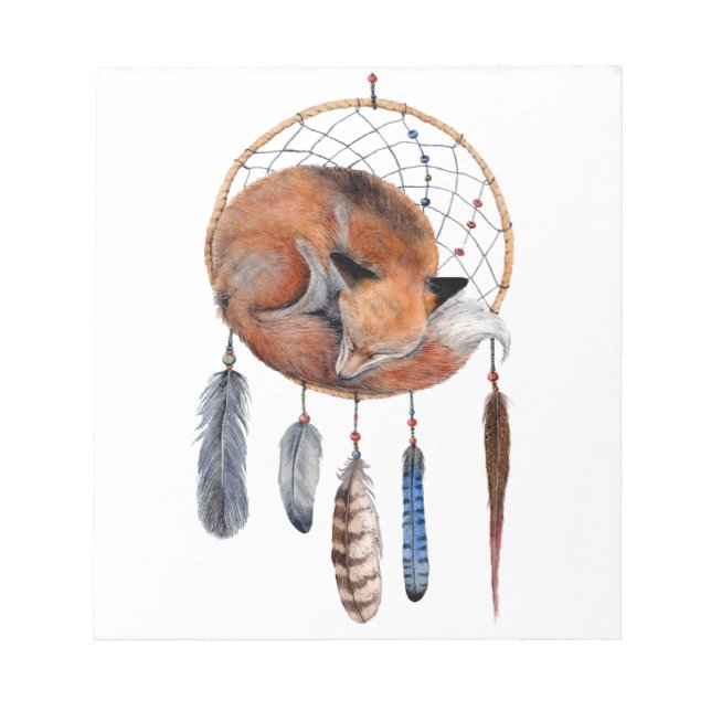 Red Fox Sleeping on Dreamcatcher Notizblock (Vorderseite)