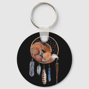 Red Fox Sleeping on Dreamcatcher Schlüsselanhänger
