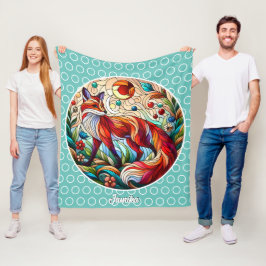 Red Fox und Sun Pale Green Fleecedecke