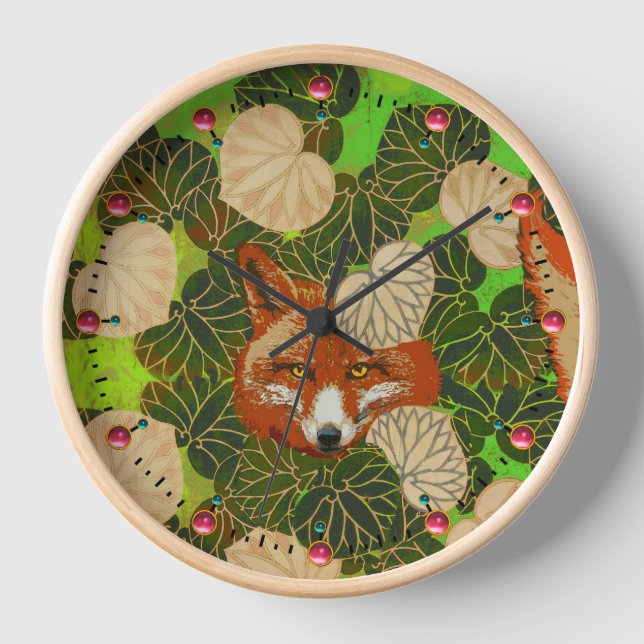 RED FOX UNTER DEN GRÜNEN BLÄTTER UND FOLIAGE UHR (Vorderseite)