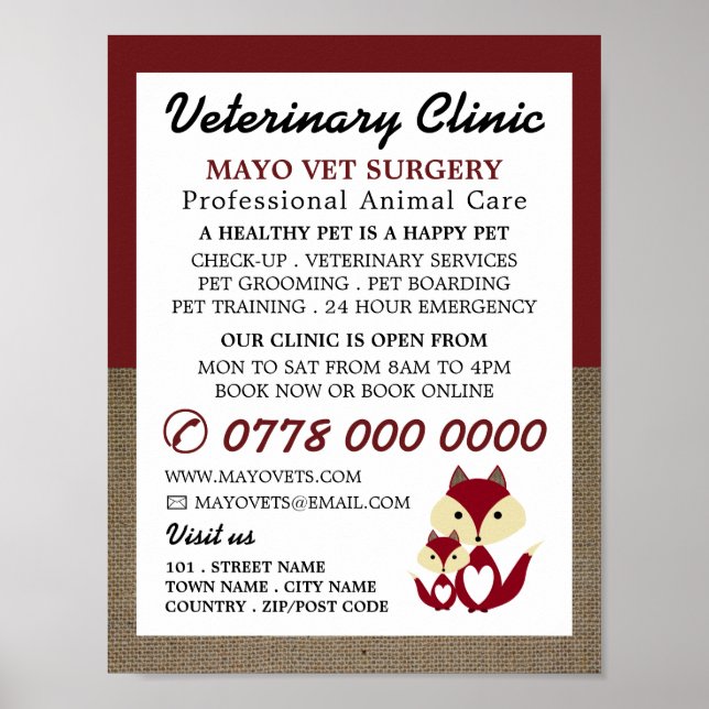 Red Fox, Veterinär, Veterinärdienst Poster (Vorne)