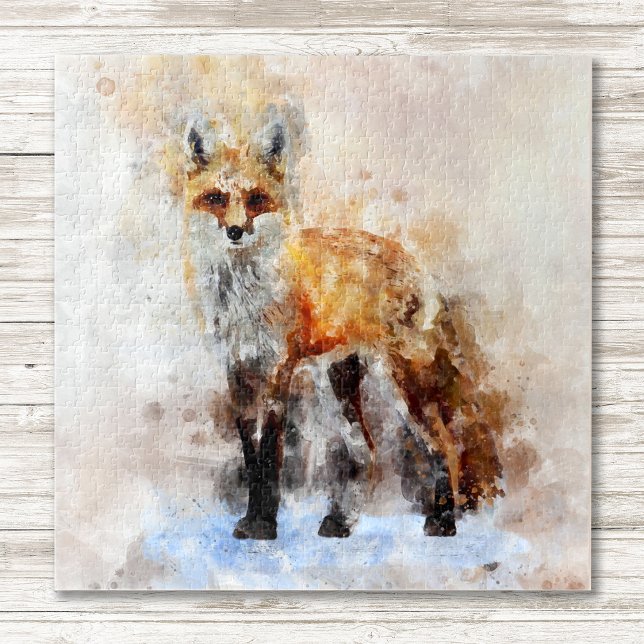 Red Fox Watercolor Portrait 02 (Red Fox Watercolor Portrait 02. Jigsaw Puzzle)