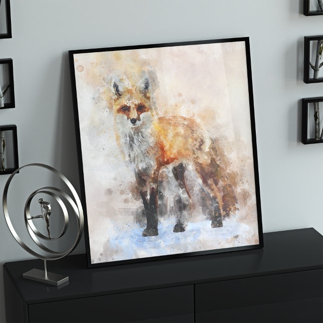 Red Fox Watercolor Portrait 02 Fotodruck (Von Creator hochgeladen)
