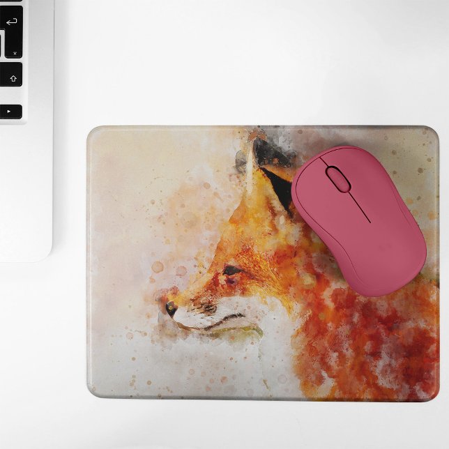 Red Fox Watercolor Portrait 03 Mousepad (Red Fox Watercolor Portrait 03. Mouse Pad)