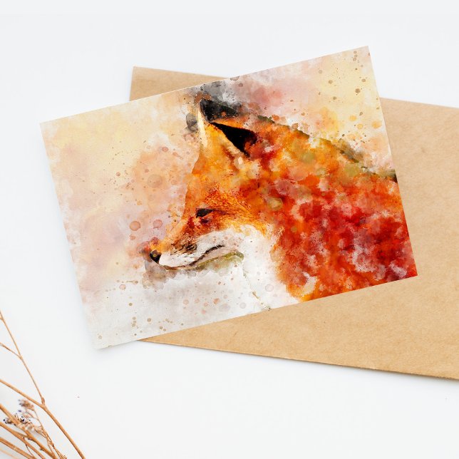 Red Fox Watercolor Portrait 03 Postkarte (Red Fox Watercolor Portrait 03. Postcard)