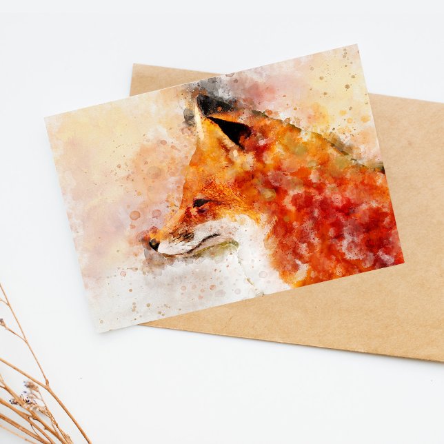 Red Fox Watercolor Portrait 03 Postkarte (Von Creator hochgeladen)