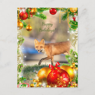 Red Fox Weihnachtskarte Feiertagspostkarte
