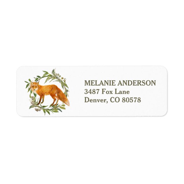 Red Fox with Green Leaves Wreath Return Address (Vorne)