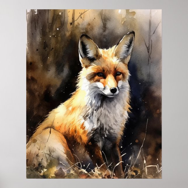Red Fox Woodland Animal Art Imprimer Poster (Devant)