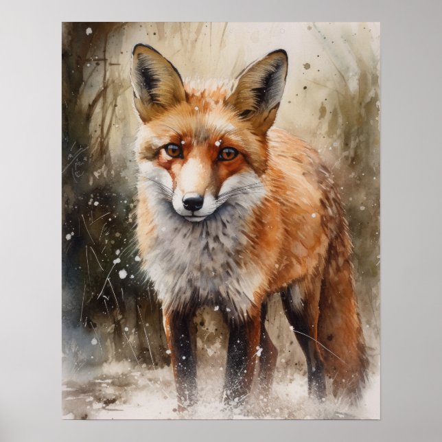 Red Fox Woodland Animal Art Print Poster (Vorne)