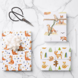 Red Fox Woodland Wildlife Pattern Geschenkpapier Set