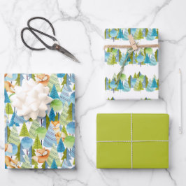 Red Fox Woodland Wildlife Pattern Geschenkpapier Set