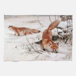 Red Foxes in the Winter Snow (by Wilhelm Kuhnert) Geschirrtuch