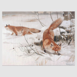 Red Foxes in the Winter Snow (by Wilhelm Kuhnert) Seidenpapier