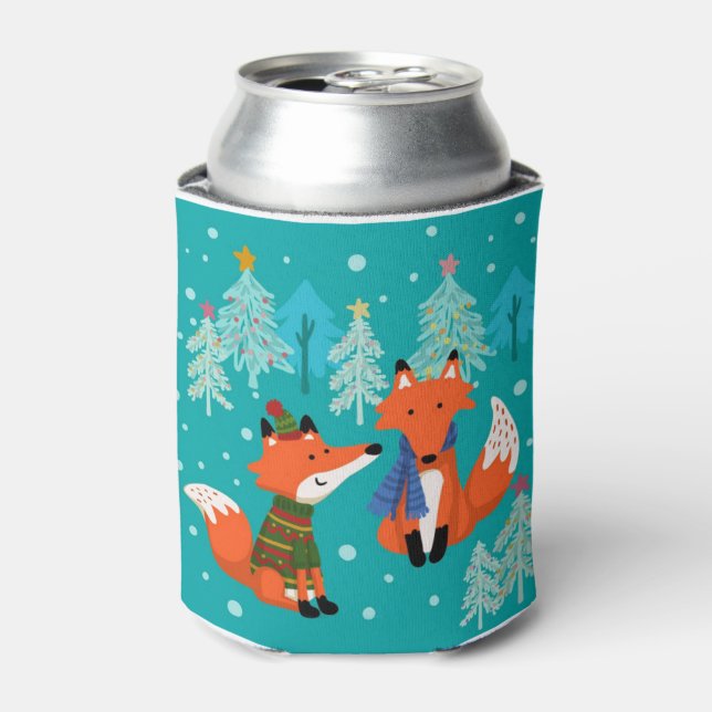 Red Foxes Weihnachten Winter Dosenkühler (Kanne Vorderseite)