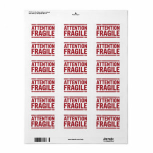 Red Fragile Handle mit Care Mailing Label Images1 Adressaufkleber